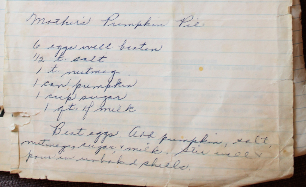 mother's pumpkin pie recipe