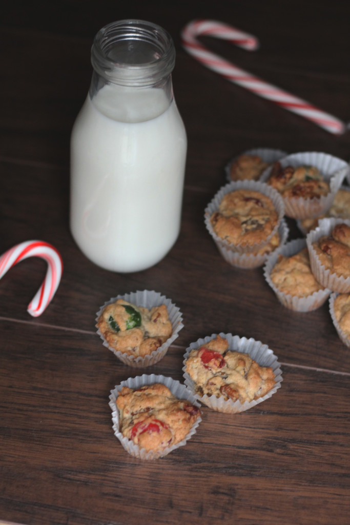 christmas cake cookies and milk